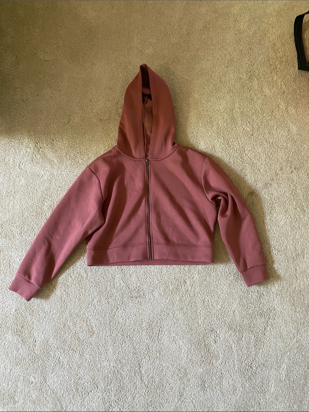 A New Day Cropped Zip-Up Hoodie in Dusty Rose